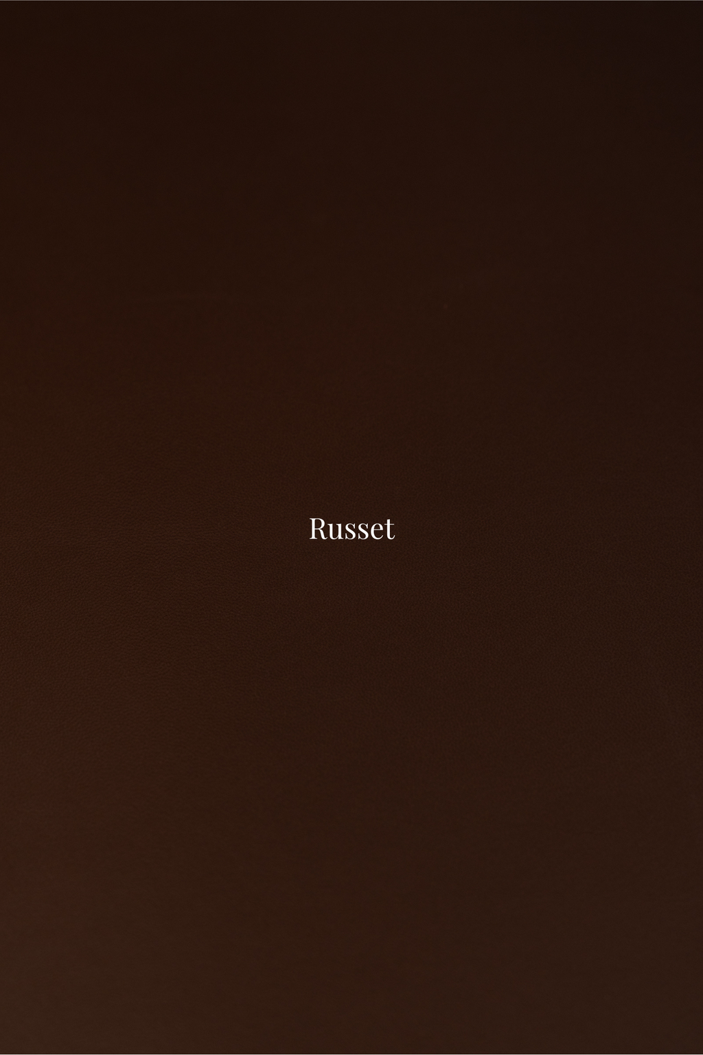 Dark brown background with 'Russet' text in white