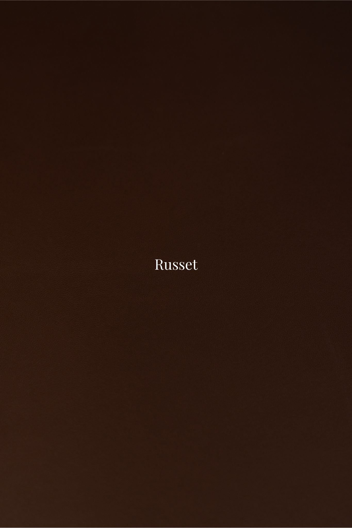 Dark brown background with 'Russet' text in white